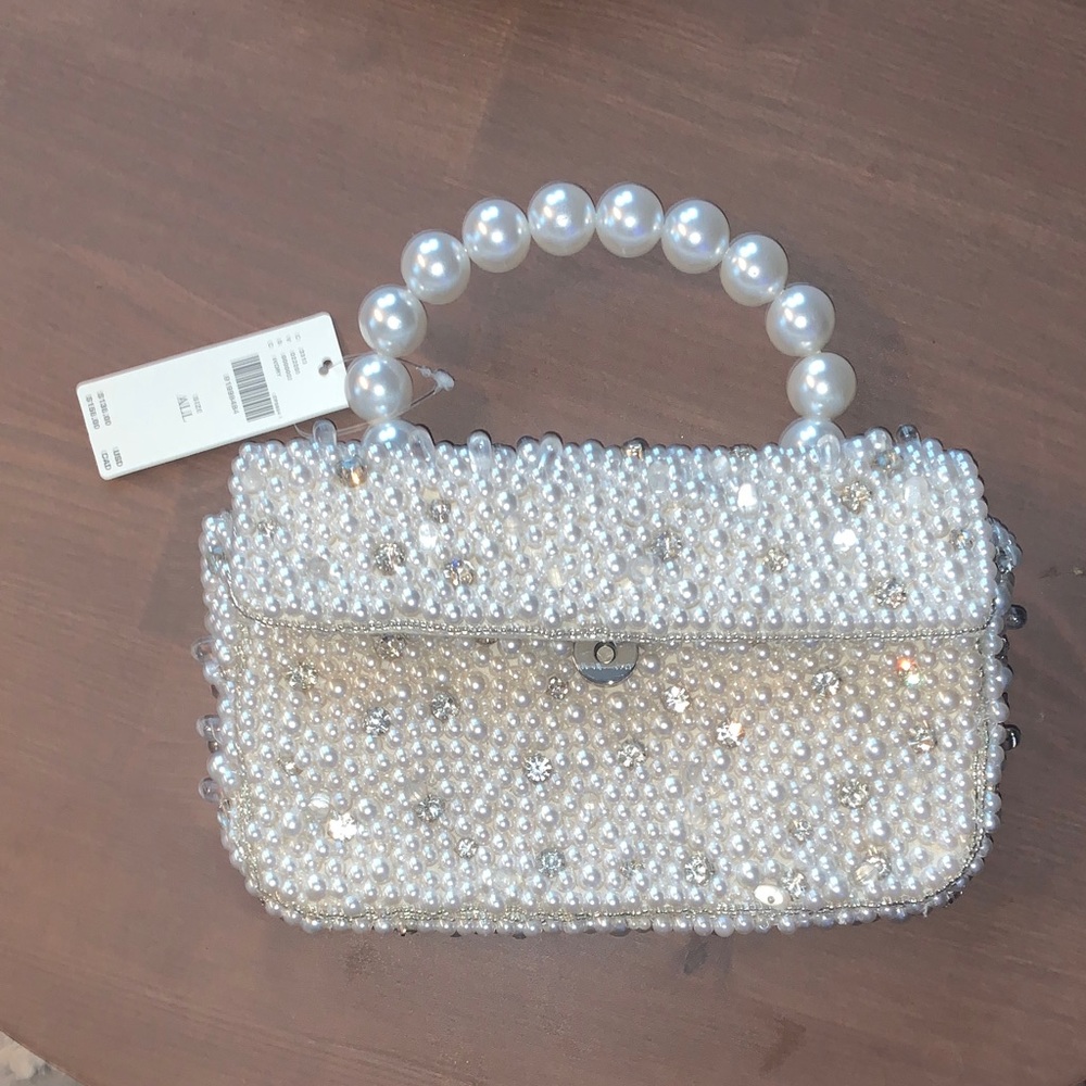 Anthropologie Pearl-Embellished Clutch